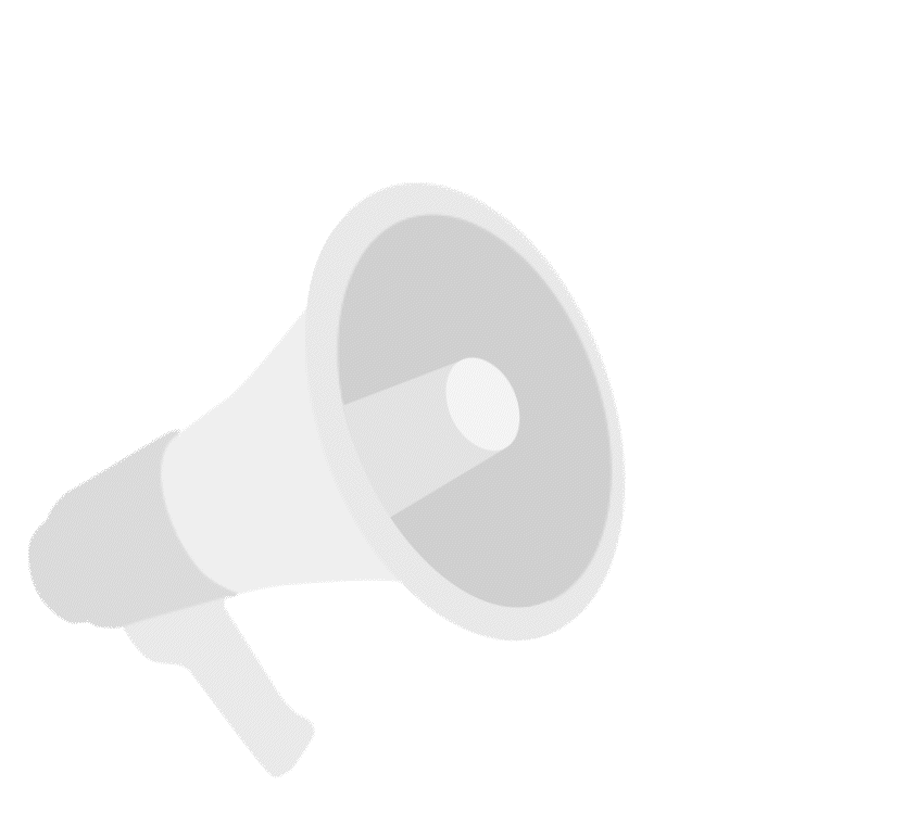 Animated megaphone showing social sharing channels